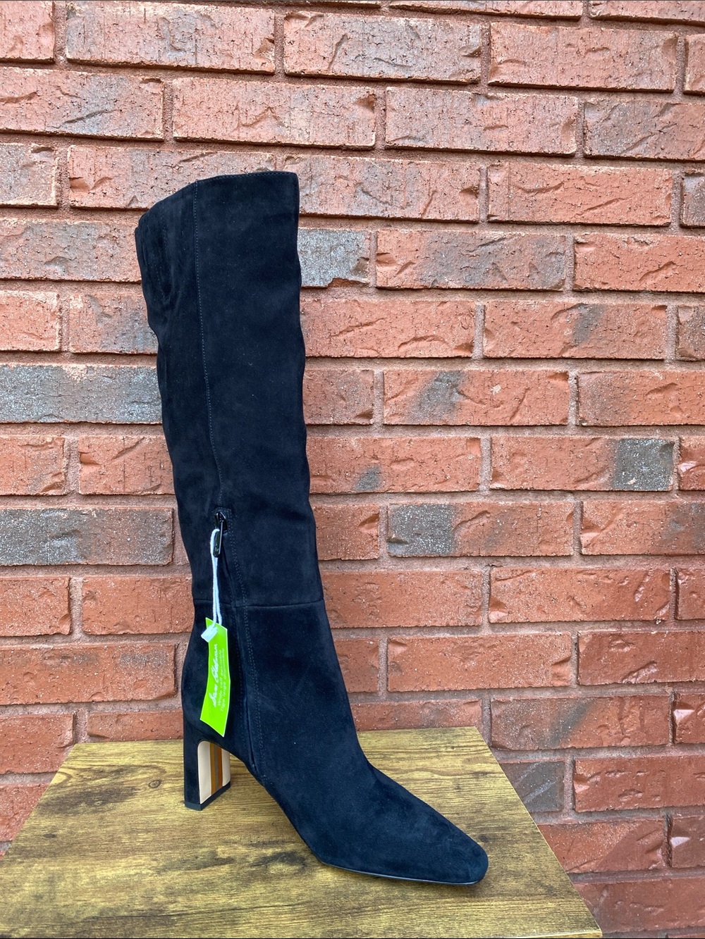 NWT Sam Edelman Black Suede Knee-High Heeled Boots 8.5
